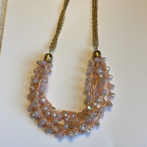 Pink Beaded, gold chunky necklace
